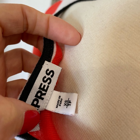 Express Blouse Womens Striped Baseball Tee Stretch Extra Small - Picture 7 of 8